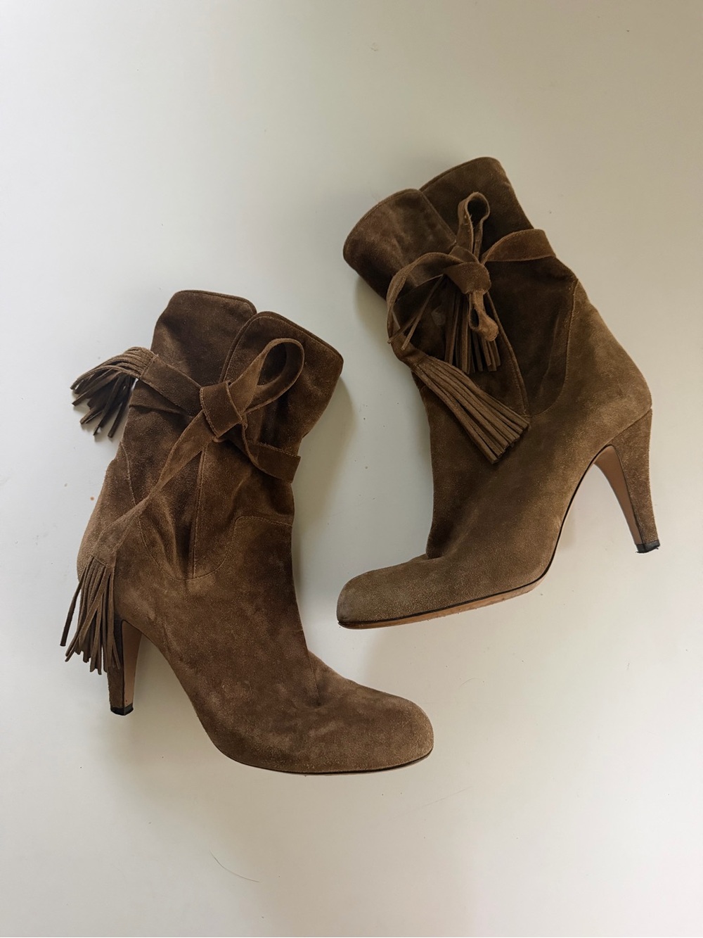 Chloe Suede Tassel Ankle Boots